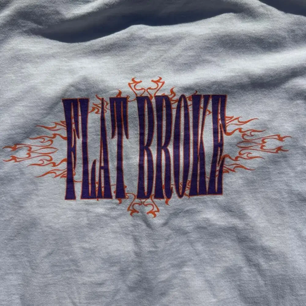Vintage Flat Broke Graphic T-Shirt XXL White